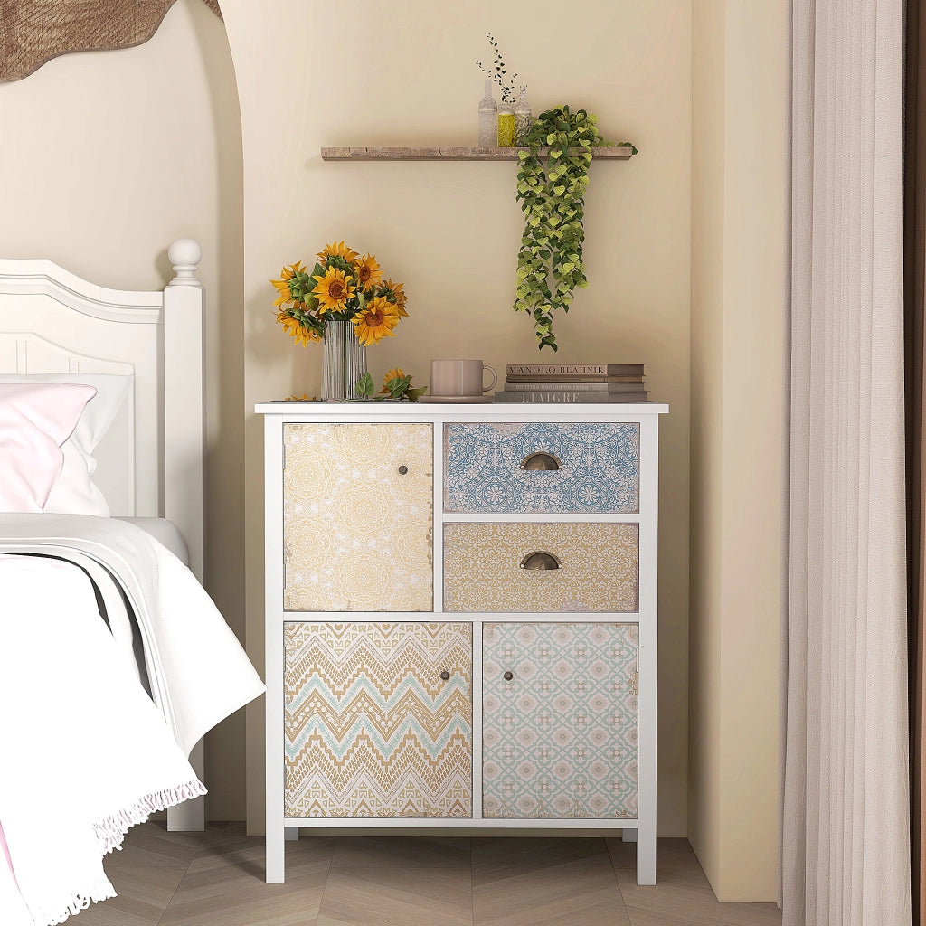 Cassettiera 2 cassetti 3 ante ¨C zephmum ¨C bianco 68x34x80cm