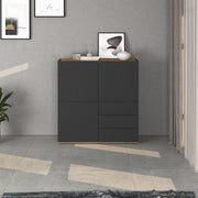 WHOUS Credenza Garda a 3 ante e 3 cassetti antracite opaco/rovere 102x35x110 cm