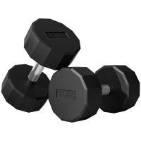 Set 2 Manubri a 12 Lati da 15 kg in Metallo e Gomma con Impugnatura Antiscivolo, 26x15.5x15.5 cm, Nero