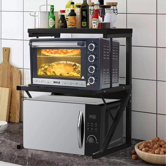 Magnetron con ripiano per spezie - Credenza in acciaio inox con 2 cassetti