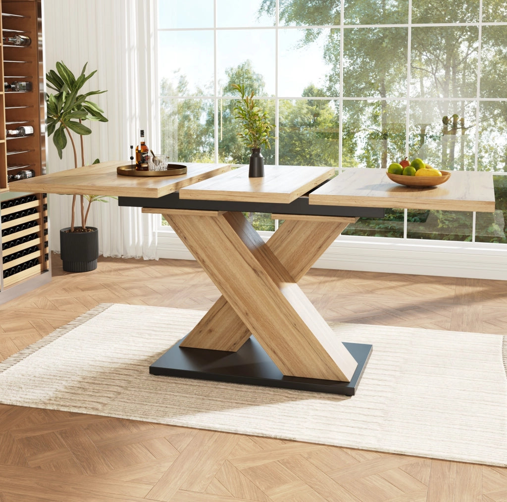 Tavolo allungabile 119x80x75 cm; piano estensibile per 6-8 persone; MDF; colore naturale