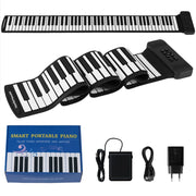 Pianoforte roll up a 88 tasti con tastiera pianoforte e 128 ritmi-Pianoforte roll up a 88 tasti con connessione wireless per principianti Nero