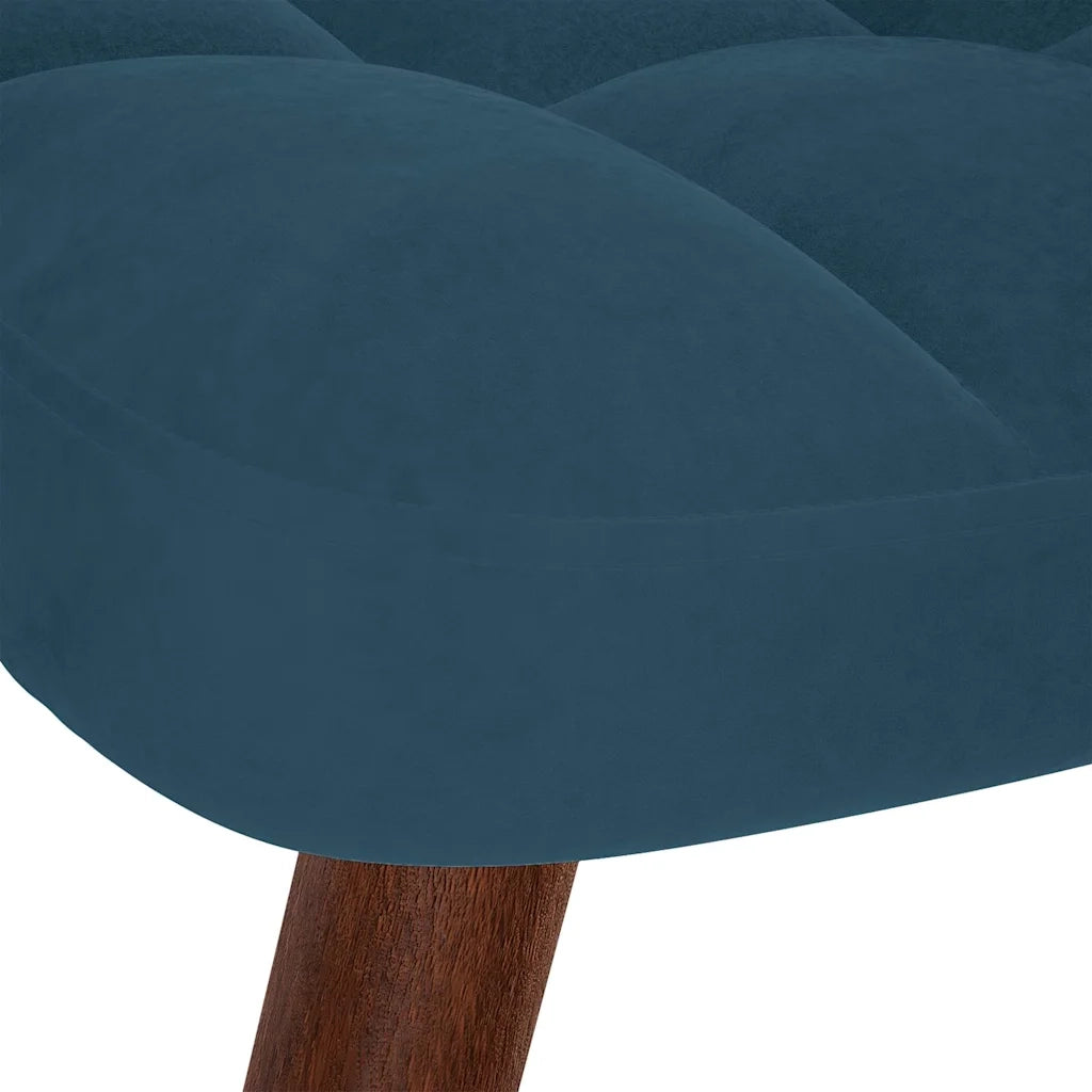 Divano Sedia-Poltrona Relax con Poggiapiedi Blu in Velluto 306269
