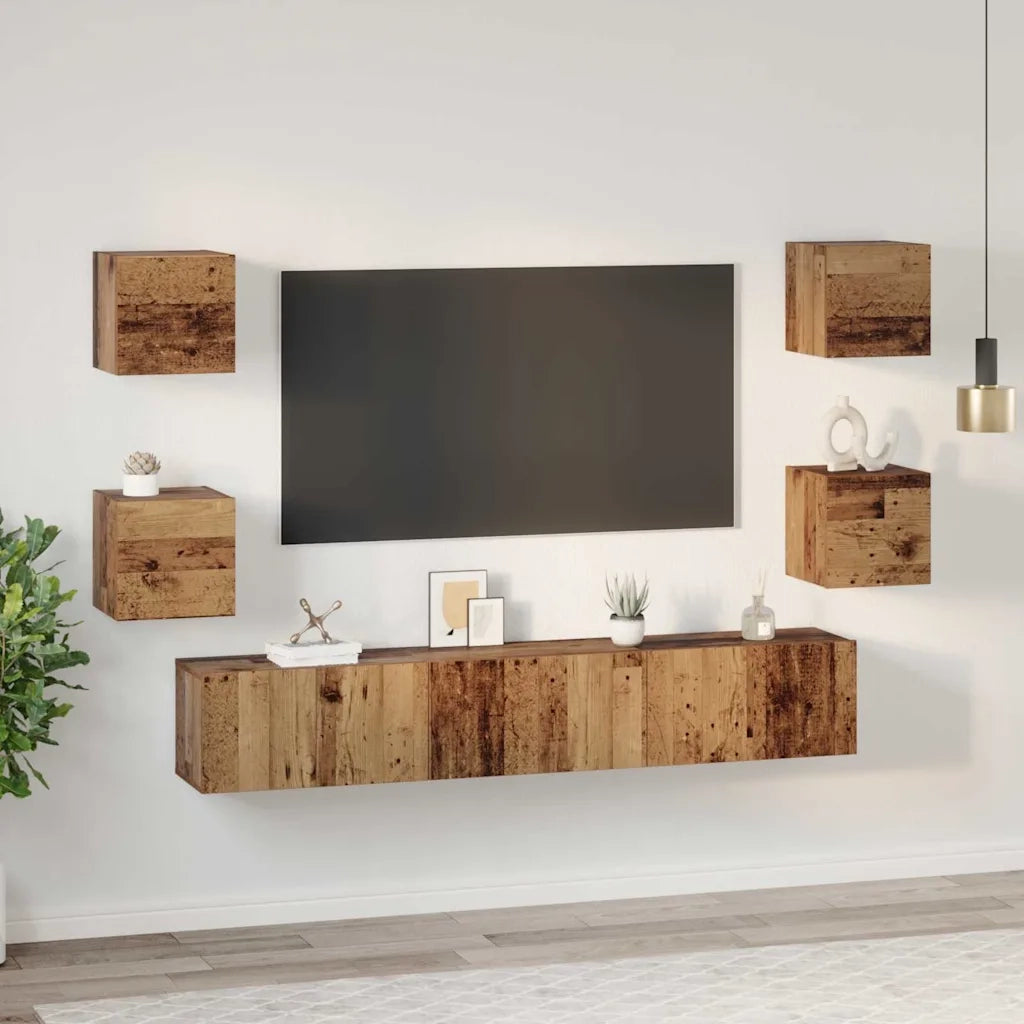vidaXL Set mobile TV 7 pcs Legno vecchio 60 x 30 x 30 cm