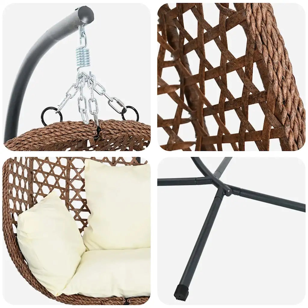 Sedia uovo sospesa Crema Chiara 104 x 100 x 191 cm polyrattan CFW3292029