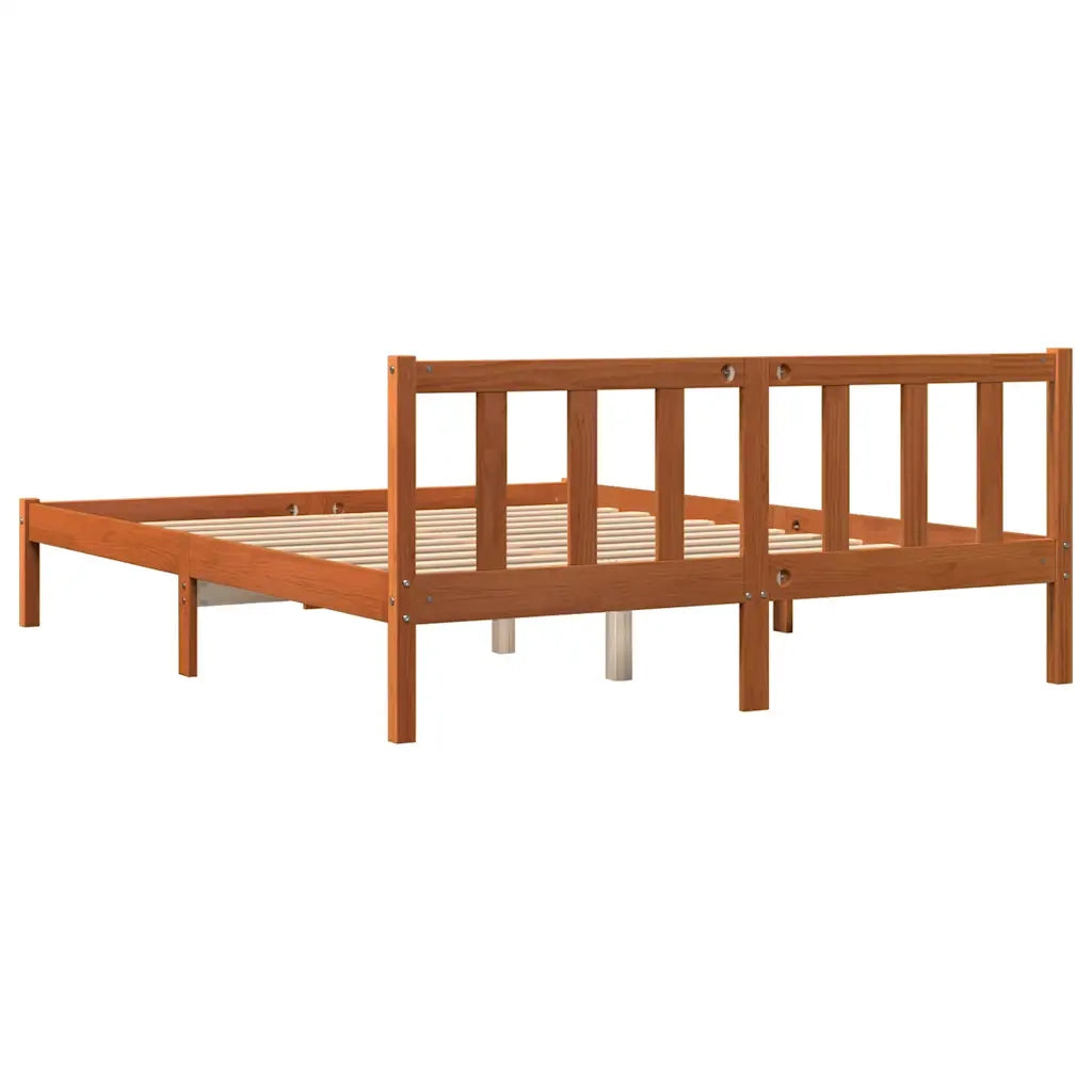 Giroletto senza Materasso-Struttura Letto Marrone Cera 150x200 cm Legno di Pino 729907