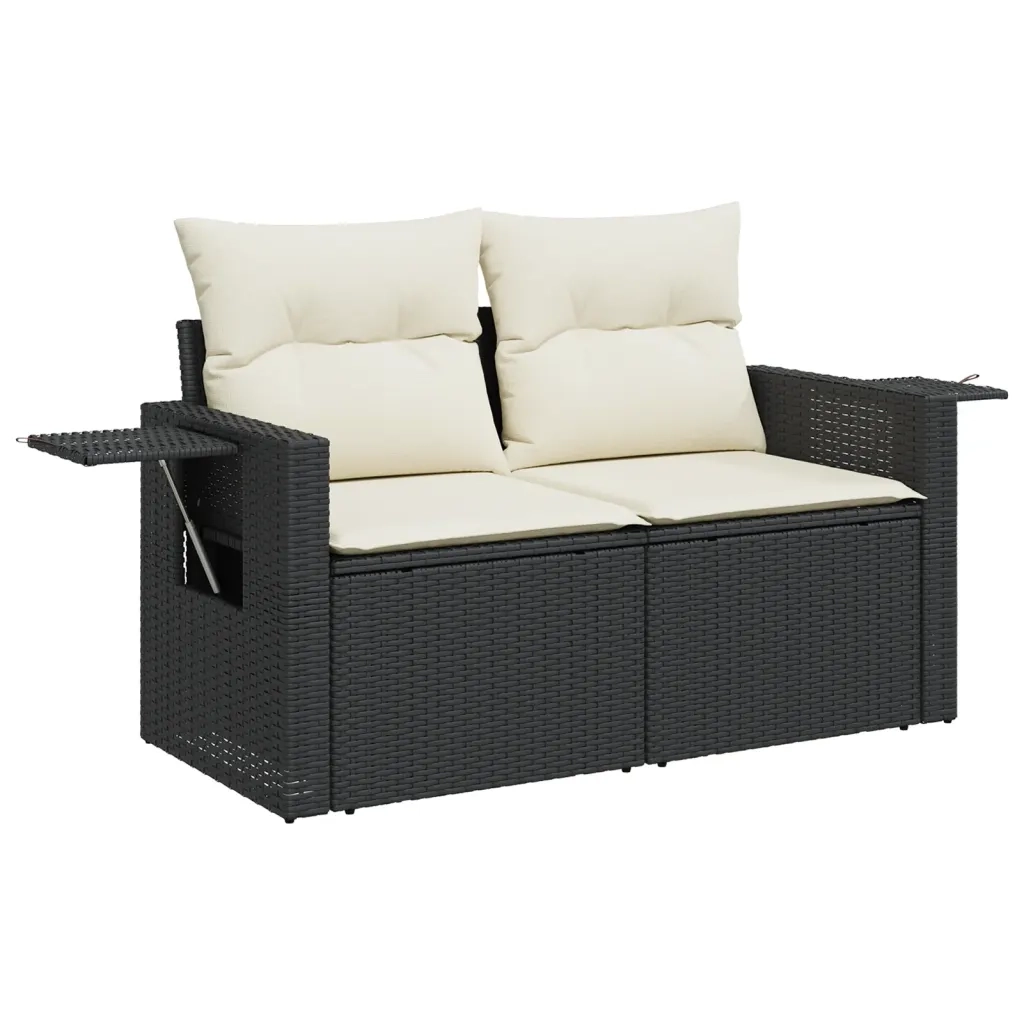 Set Divani da Giardino 5 pz con Cuscini in Polyrattan Nero 3220165