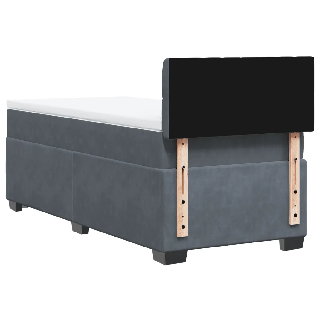 Letto a Molle con Materasso Grigio Scuro Singolo in Velluto 3288772