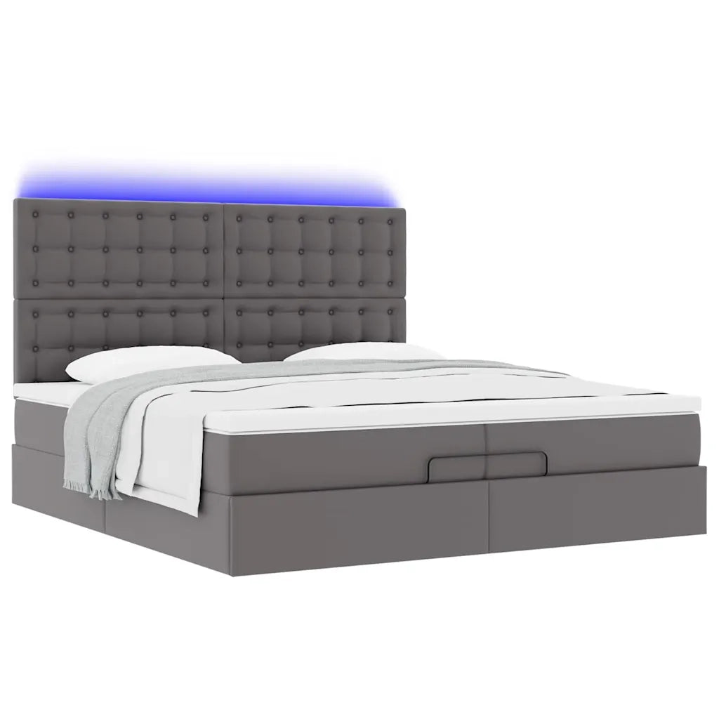Struttura Letto Pouf con Materassi Grigio 200x200 cm Similpelle 3313873