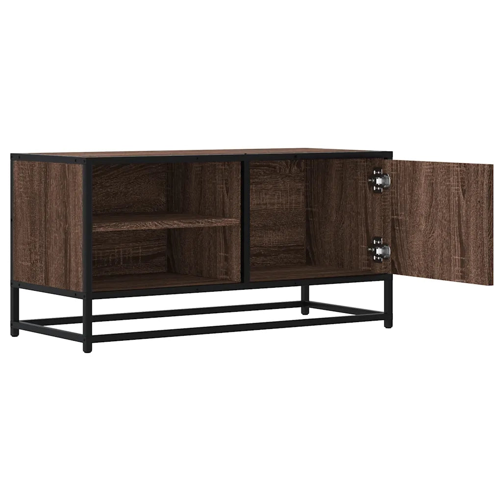 Mobile TV Rovere Marrone 80x34,5x40cm Legno Multistrato Metallo