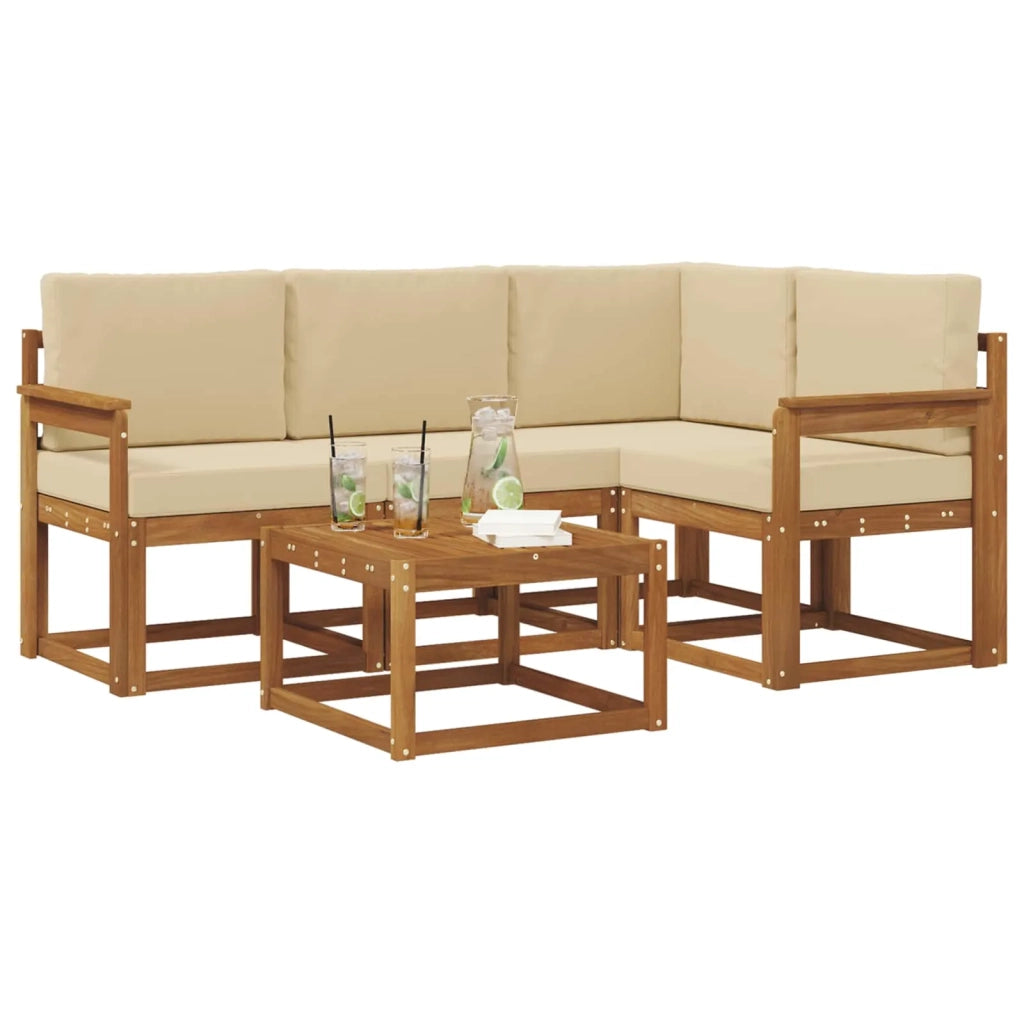 Set di divani da esterno con cuscino 5 pcs Naturale e Beige
