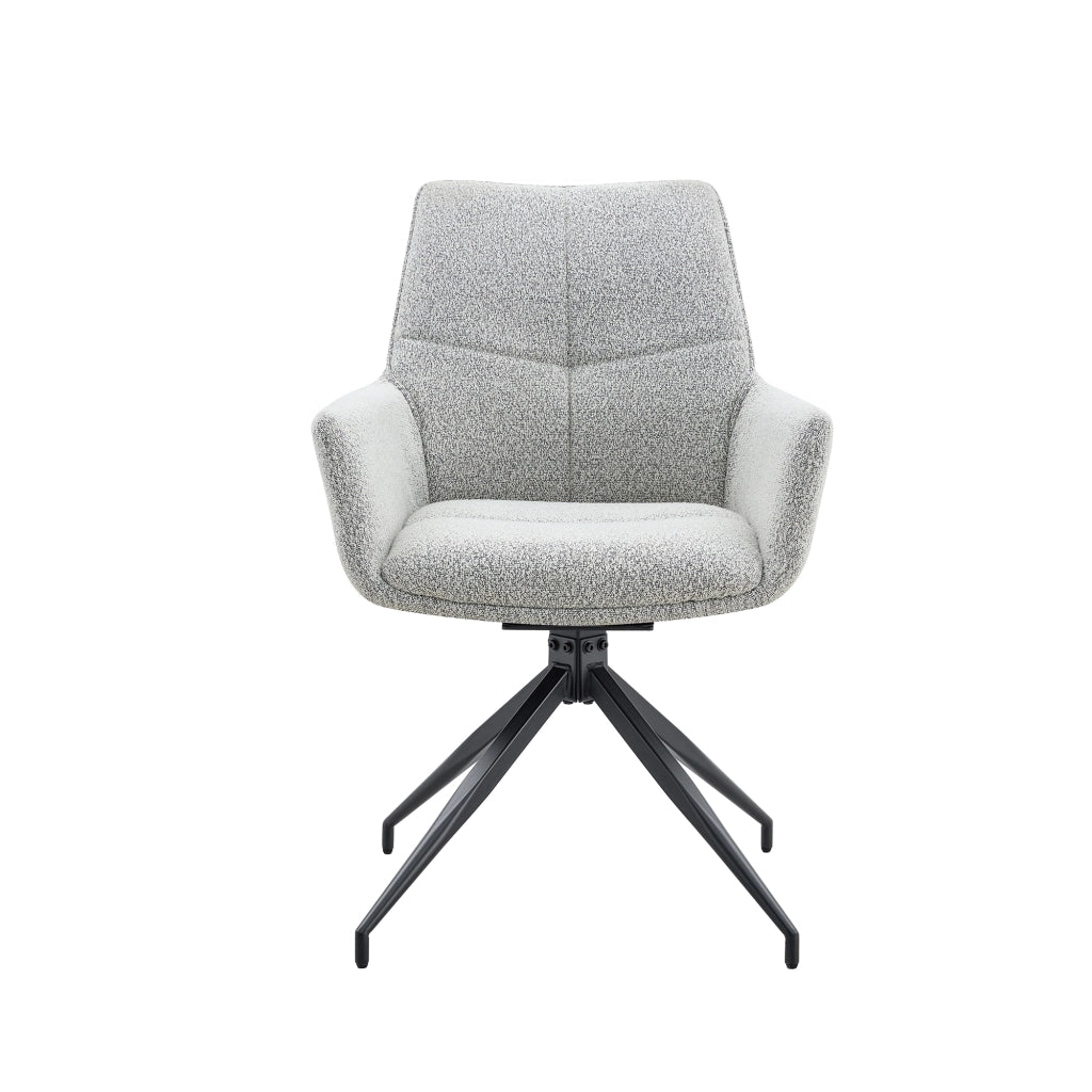 Sedia girevole 360° con braccioli; tessuto e metallo; grigio chiaro e nero; 71.0 × 57.5 × 52.5 cm