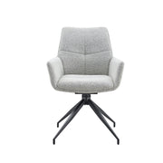 Sedia girevole 360° con braccioli; tessuto e metallo; grigio chiaro e nero; 71.0 × 57.5 × 52.5 cm