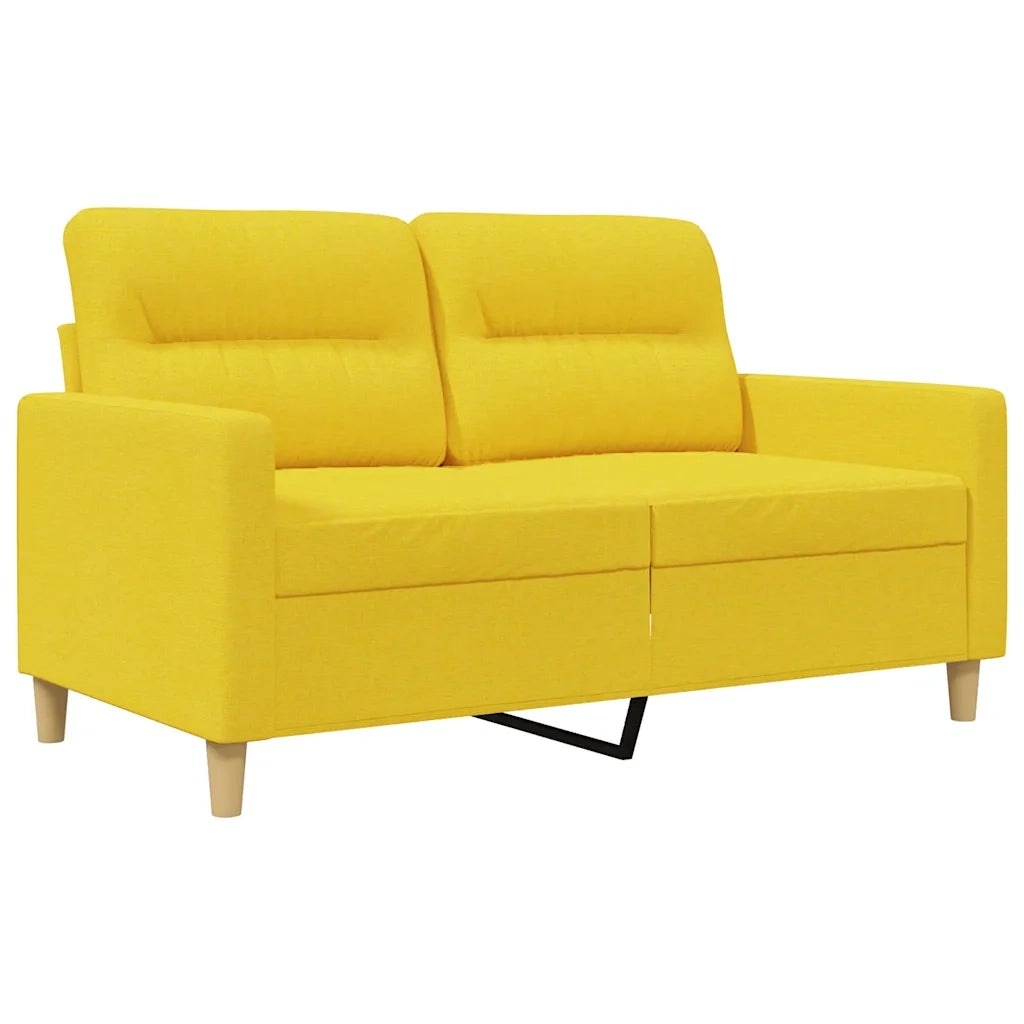 Divano a 2 Posti Giallo Chiaro 120 cm in Tessuto