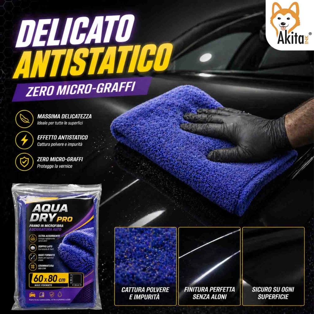 Akitaink Panno Auto Microfibra 60x80 cm 620 GSM Asciugatura