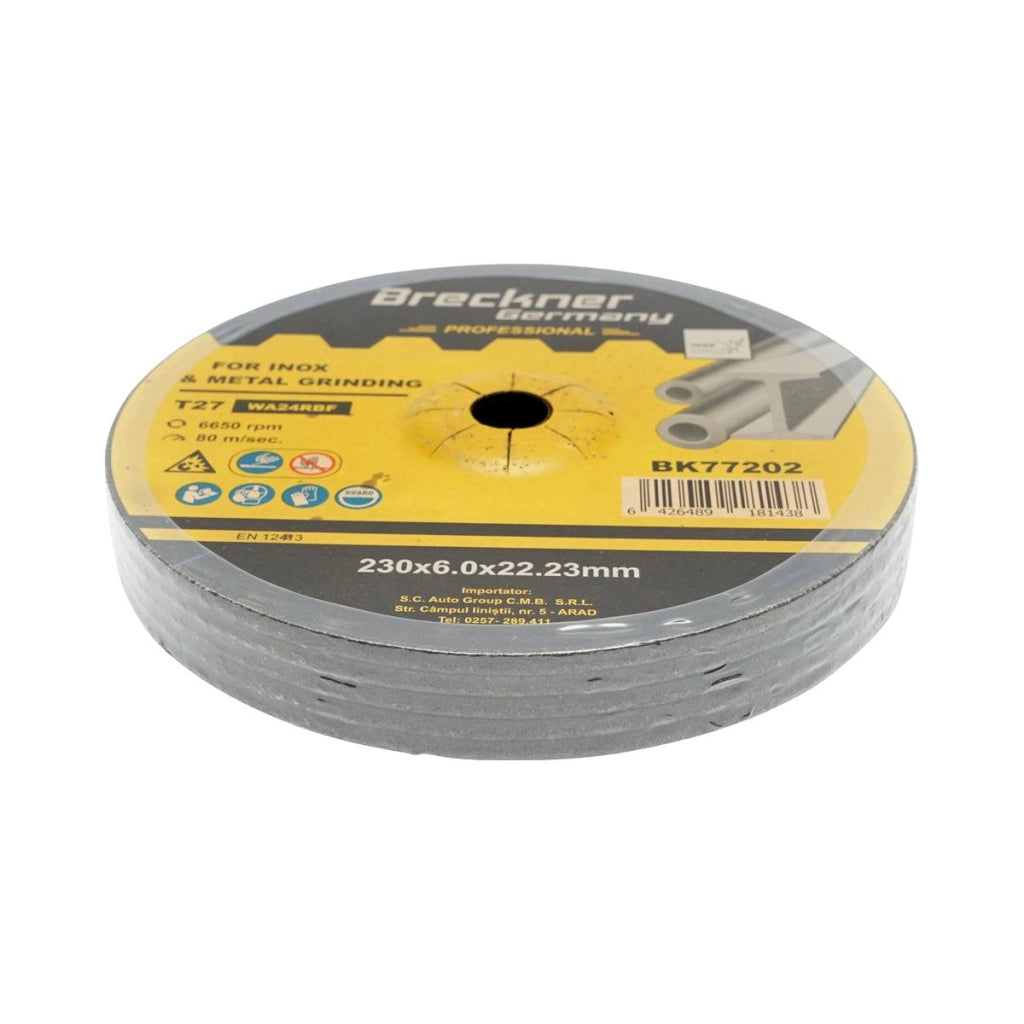 10 Dischi Smerigliatrice T27 230x6.0x22mm per Acciaio INOX Metallo per Smerigliatrice Angolare Disco per sgrossatura Metallo Disco Flessibili Mola da Sbavo Breckner Germany