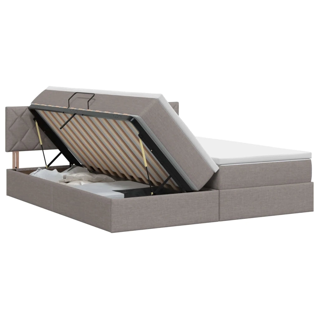 Letto con Contenitore con testiera 2 pz Tortora Pelle Sintetica 3458922