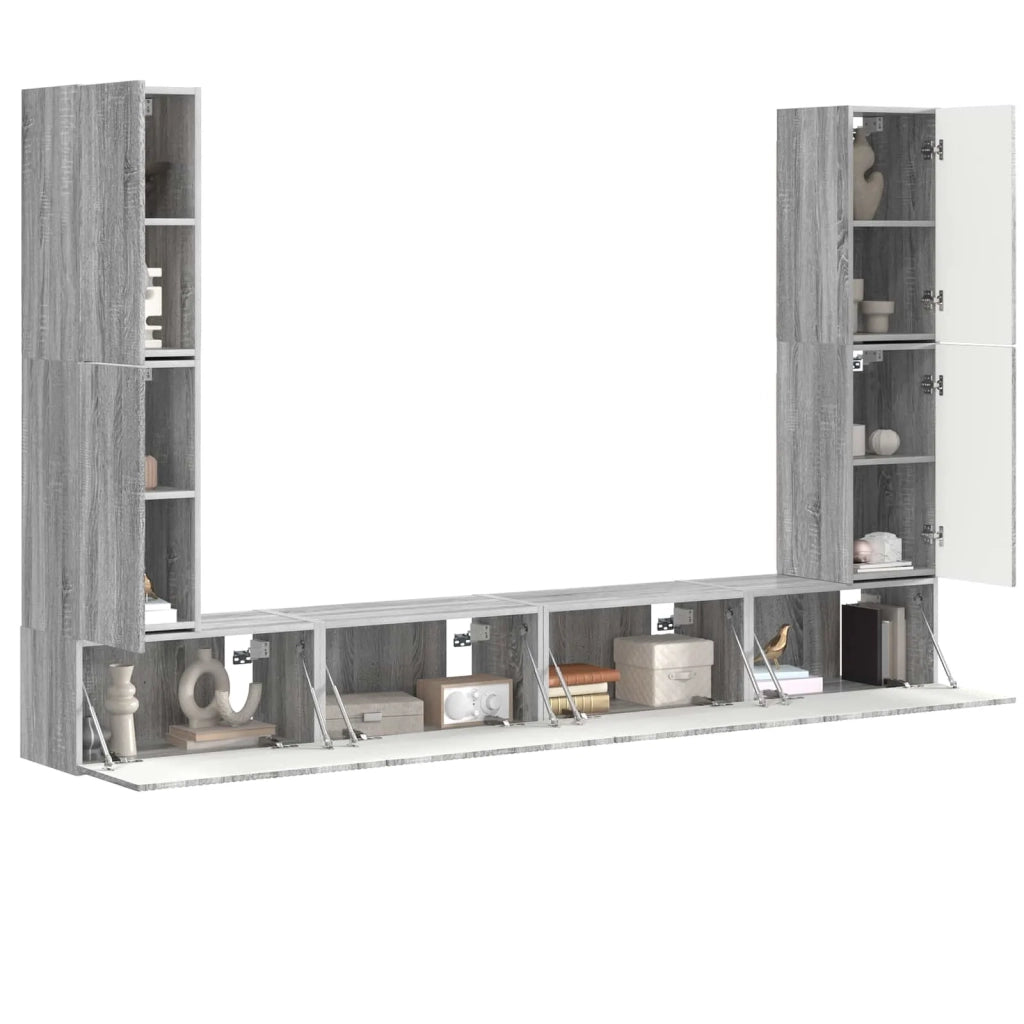 Set mobile TV 8 pcs Grigio Sonoma Legno multistrato