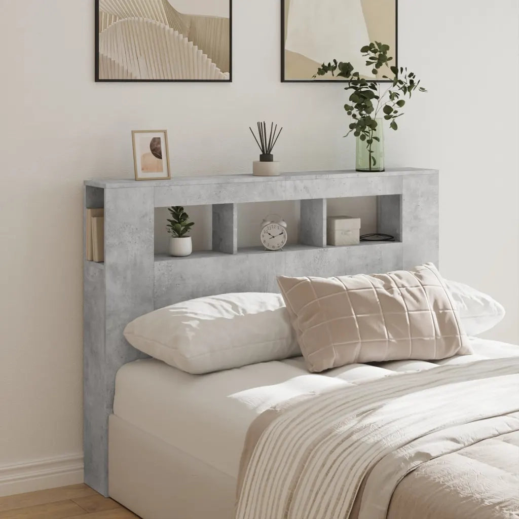 vidaXL Testiera LED Grigio Cemento 140x18,5x103,5 cm Legno Multistrato