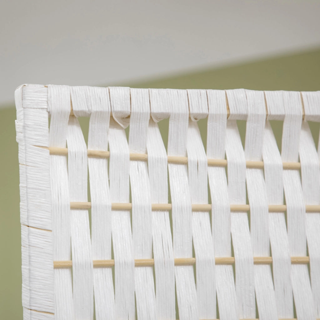 Paravent 4 pannelli con 2 scaffali ¨C Zephmum ¨C Bianco 181x180 cm in pino e bamb¨´