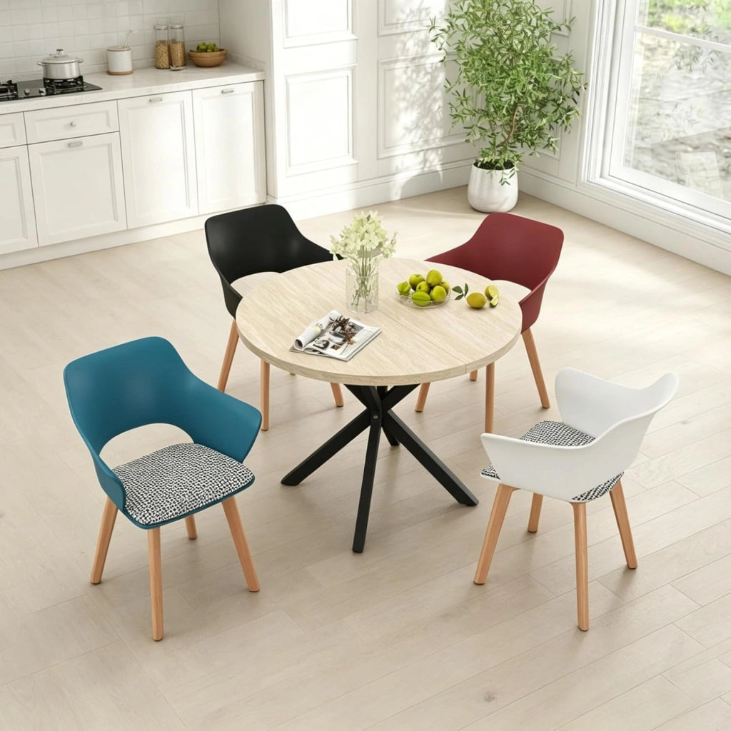 GrandCA HOME Set di 2 Sedie da Cucina Nordica Sedia da Pranzo con Gambe in Legno Massello, Sedie Imbottite per Camera da Letto, Soggiorno, Cucina, Verde-N