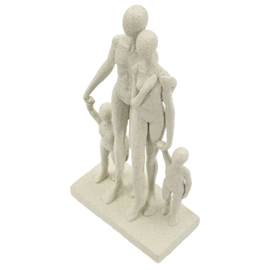 Statuetta famiglia Stons in resina color crema