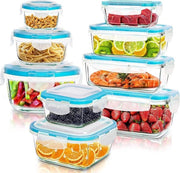 Set di contenitori di conservazione alimentare in vetro - 18 pezzi - Resistenti al lavastoviglie, Microonde e congelatore - Impermeabili - Libero da BPA