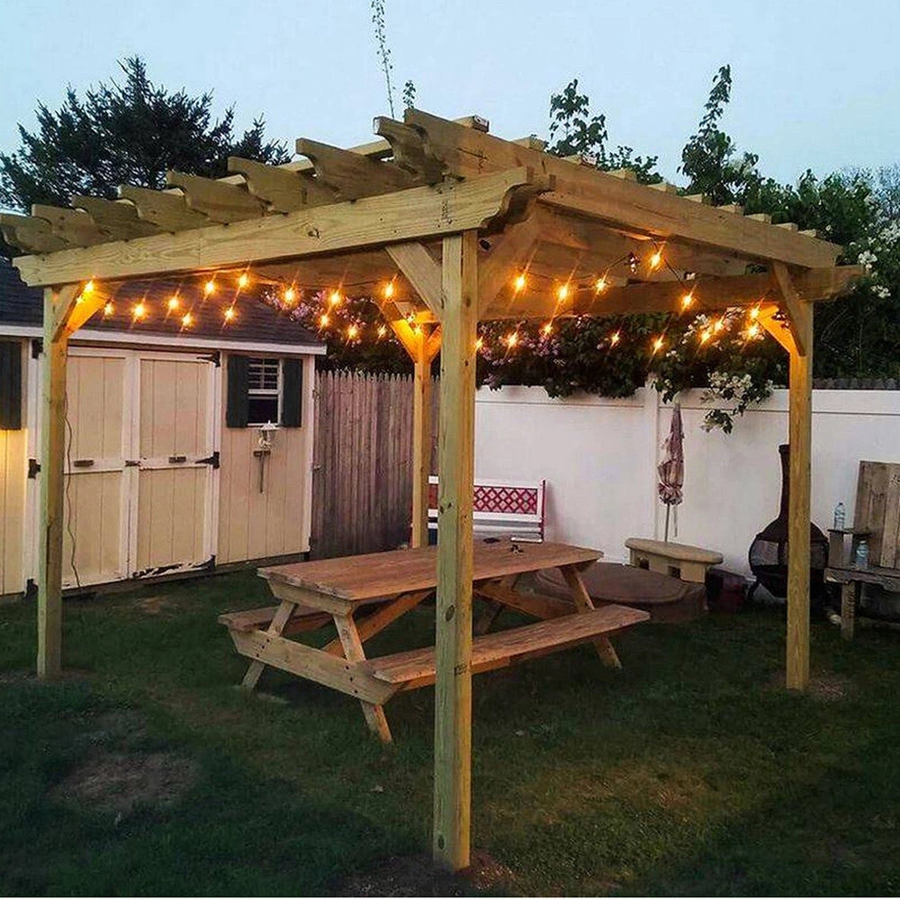 Trade Shop - Catena Luminosa Con 15 Portalampada E27 Luci Decorative Prolungabile Ip54 P01-s01-15 - Nero
