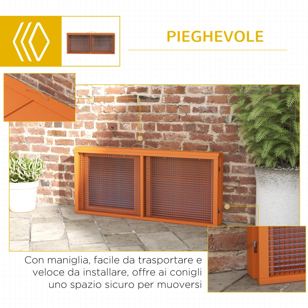Conigliera da Esterno Pieghevole per Roditori ¨C zephmum ¨C Legno e Acciaio, 110x105x50 cm, Arancione