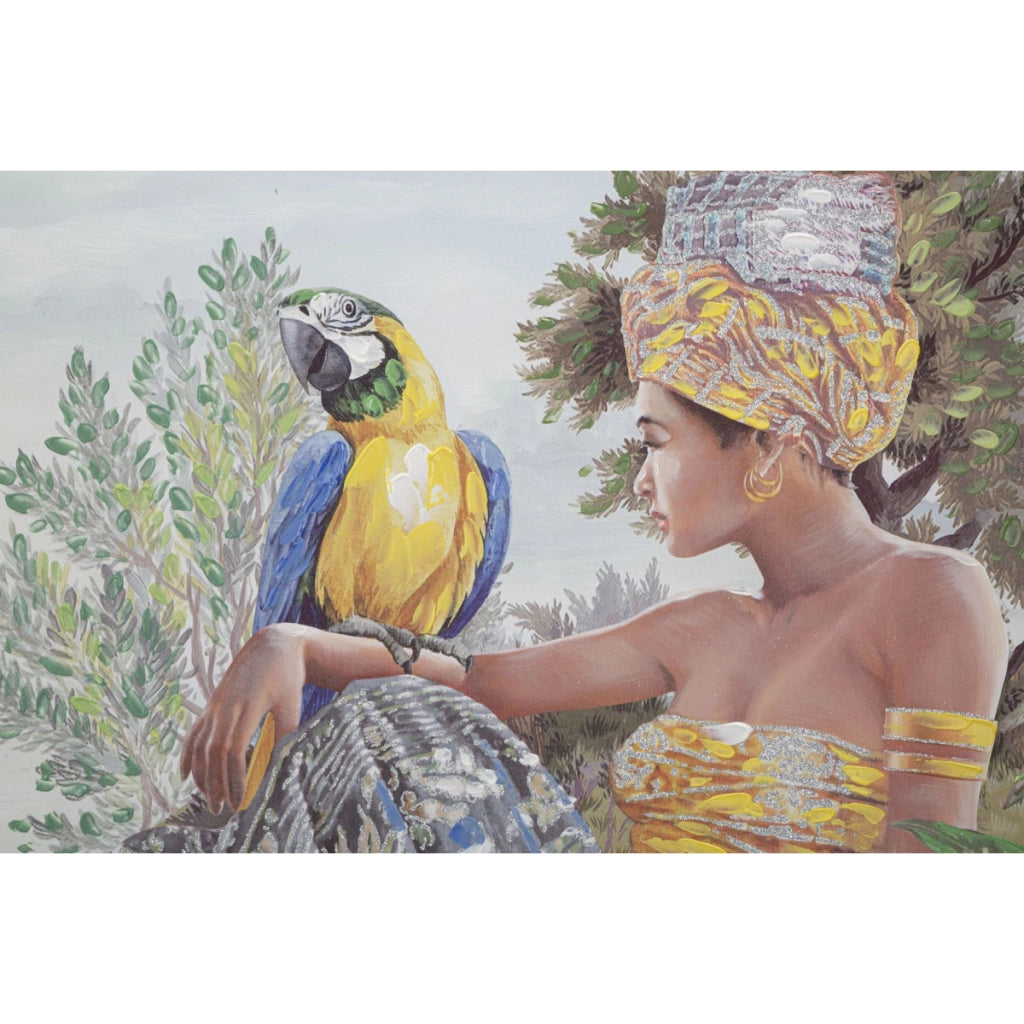 Stampa su Tela Tropicale 1, Multicolore, Legno, 120x3x90 cm