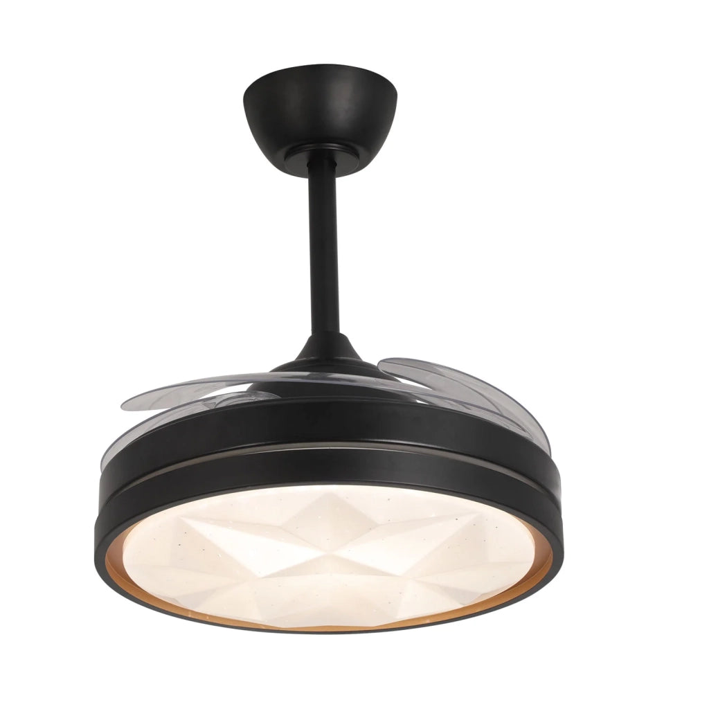 LÚZETE - VENTILATORE A SOFFITTO LED 38W REGOLABILE 4 PALE PLIABILI WELLINGTON