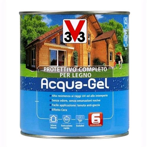 V33 Protettivo Completo Legno Acqua-Gel Colore Noce Medio 2,5 litri