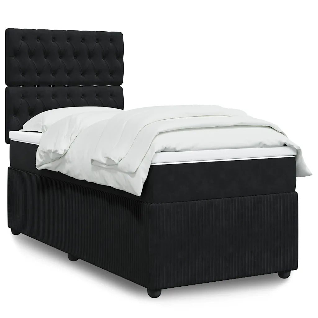 Giroletto a Molle con Materasso Nero 100x200 cm in Velluto 3292270