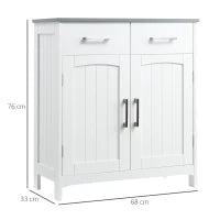 kleankin Mobiletto Bagno con 2 Ante, 2 Cassetti e Ripiano Regolabile, in MDF, 68x33x76cm