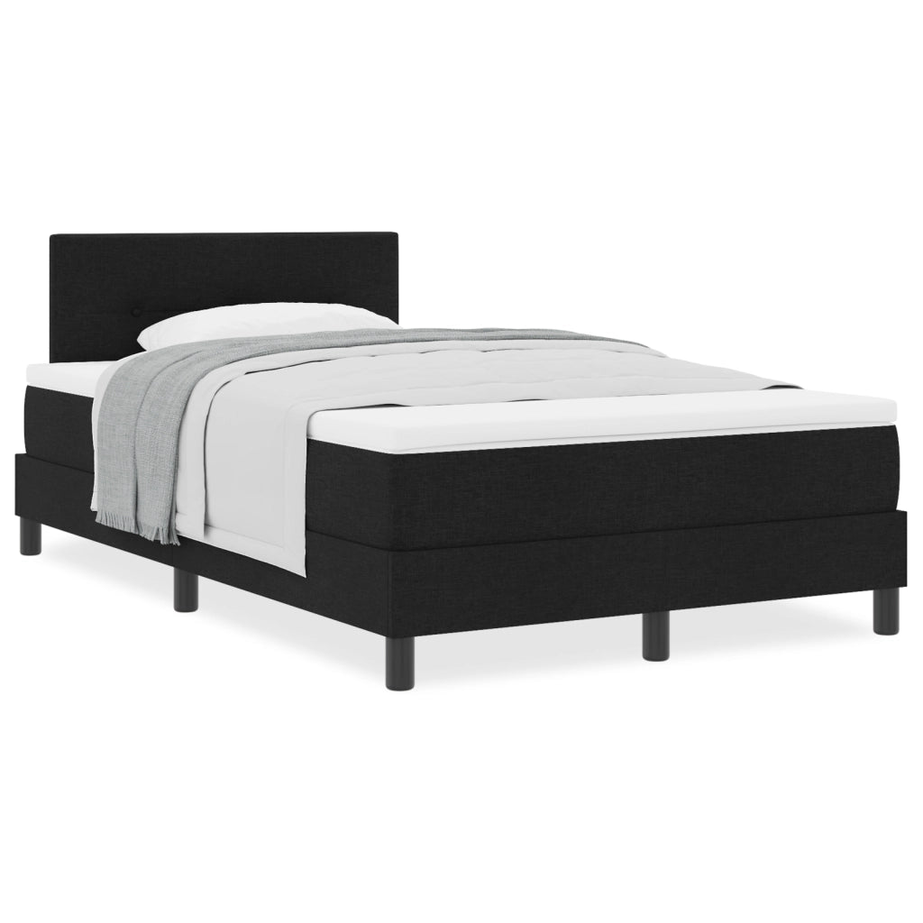 Letto Box Spring con Materasso Nero 120x200 cm Tessuto