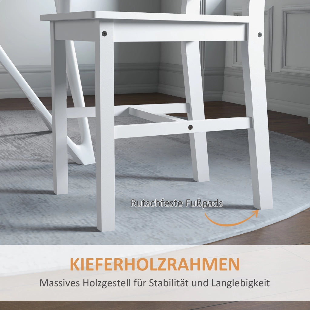 Set di 2 Sedie da Pranzo in Legno con Schienale a Doghe ¨C Zephmum ¨C 41.5x46x90 cm Bianco