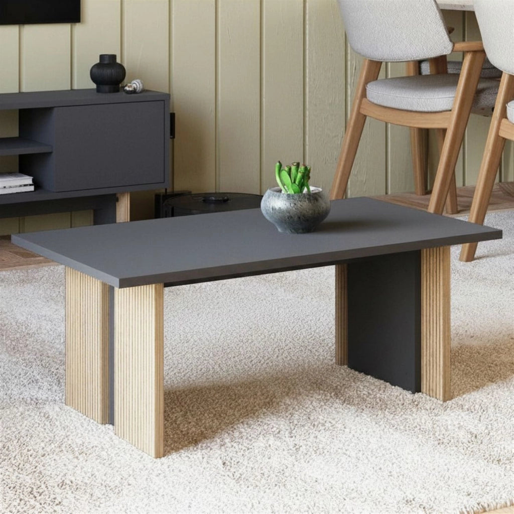 Tavolino in legno "Ravello" - 90 x 50 x 40 cm - Grigio antracite