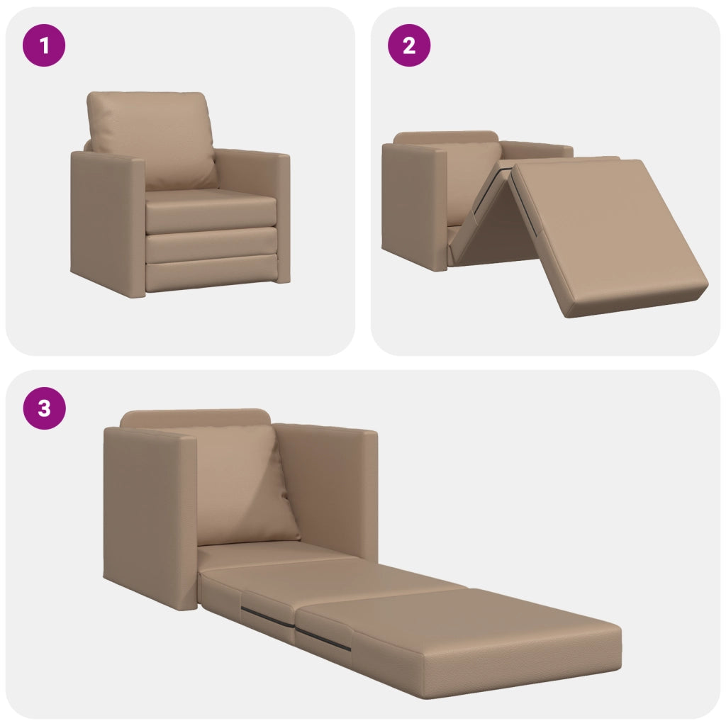 Divano letto vitaXL 2-in-1 Cappuccino 74x77x81 cm in pelle sintetica