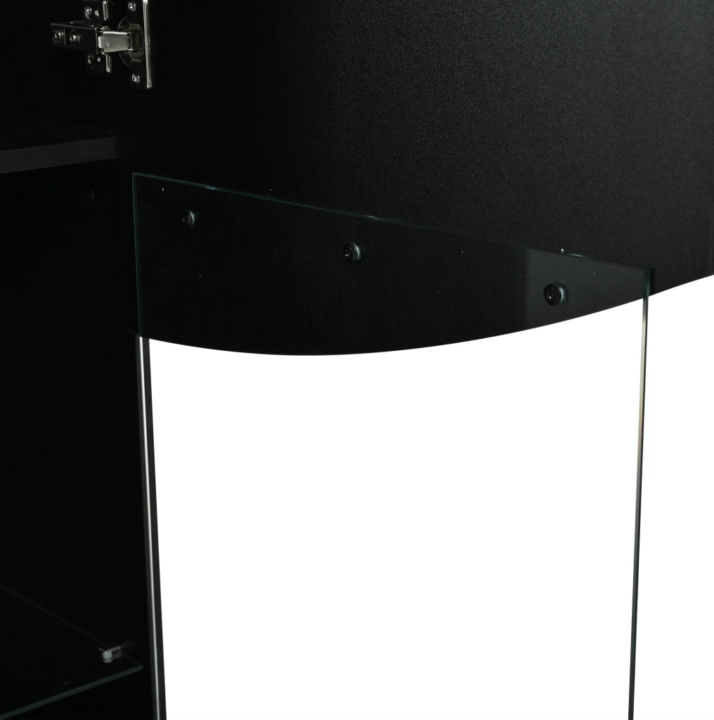 Vetrina alta con LED nera lucida 35x50x165 cm