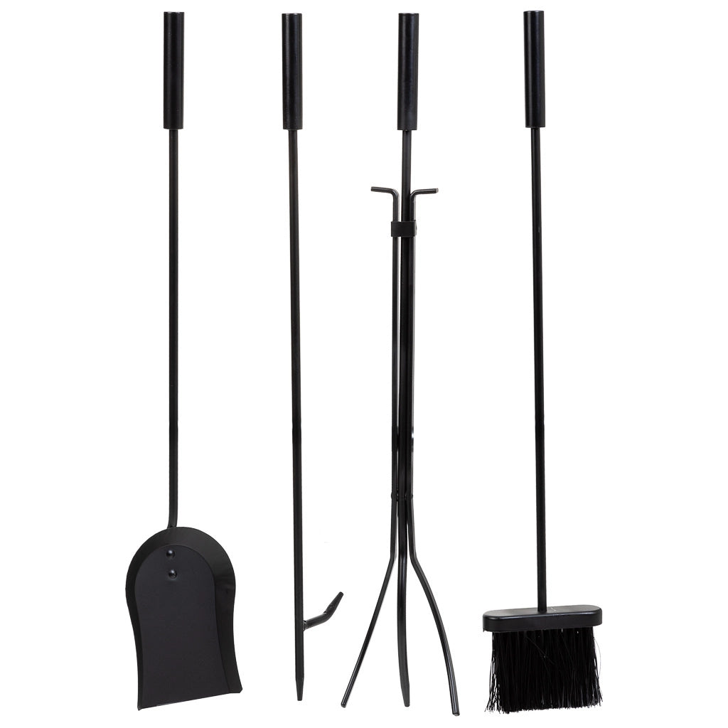 Set di attrezzi per camino in metallo nero 5 pezzi 31x27x75,8h cm