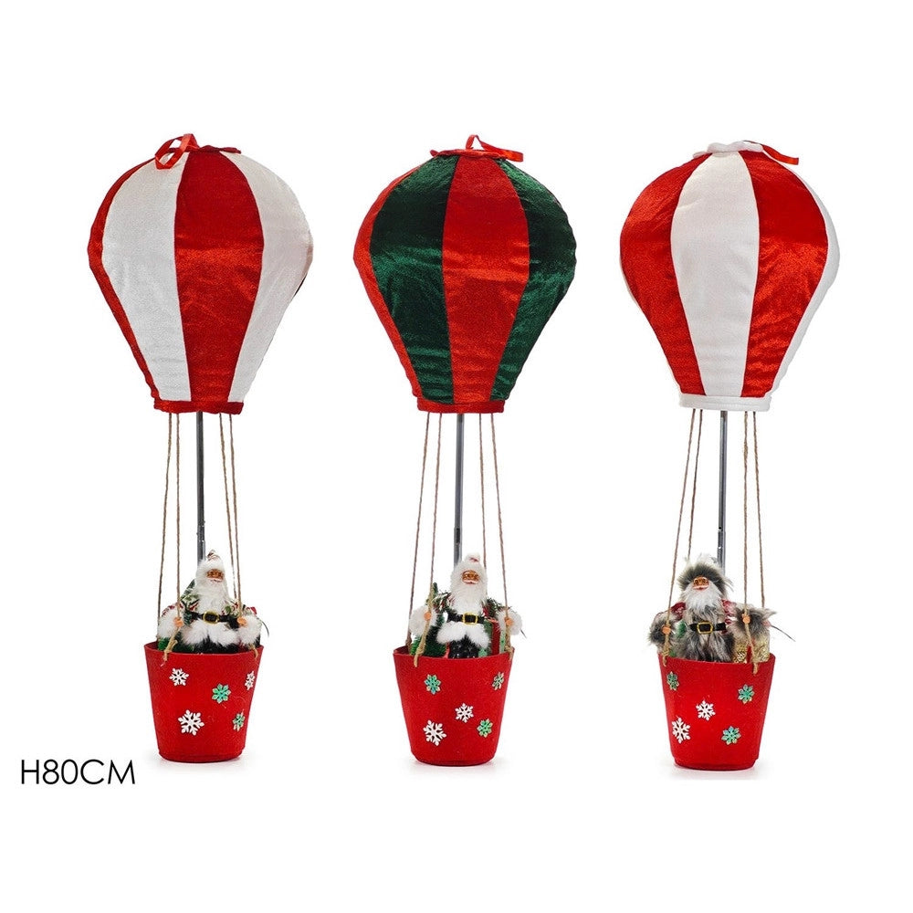 Trade Shop - Decorazione Natalizia Design A Mongolfiera Con Babbo Natale H80 Cm Per Casa Vetrina -