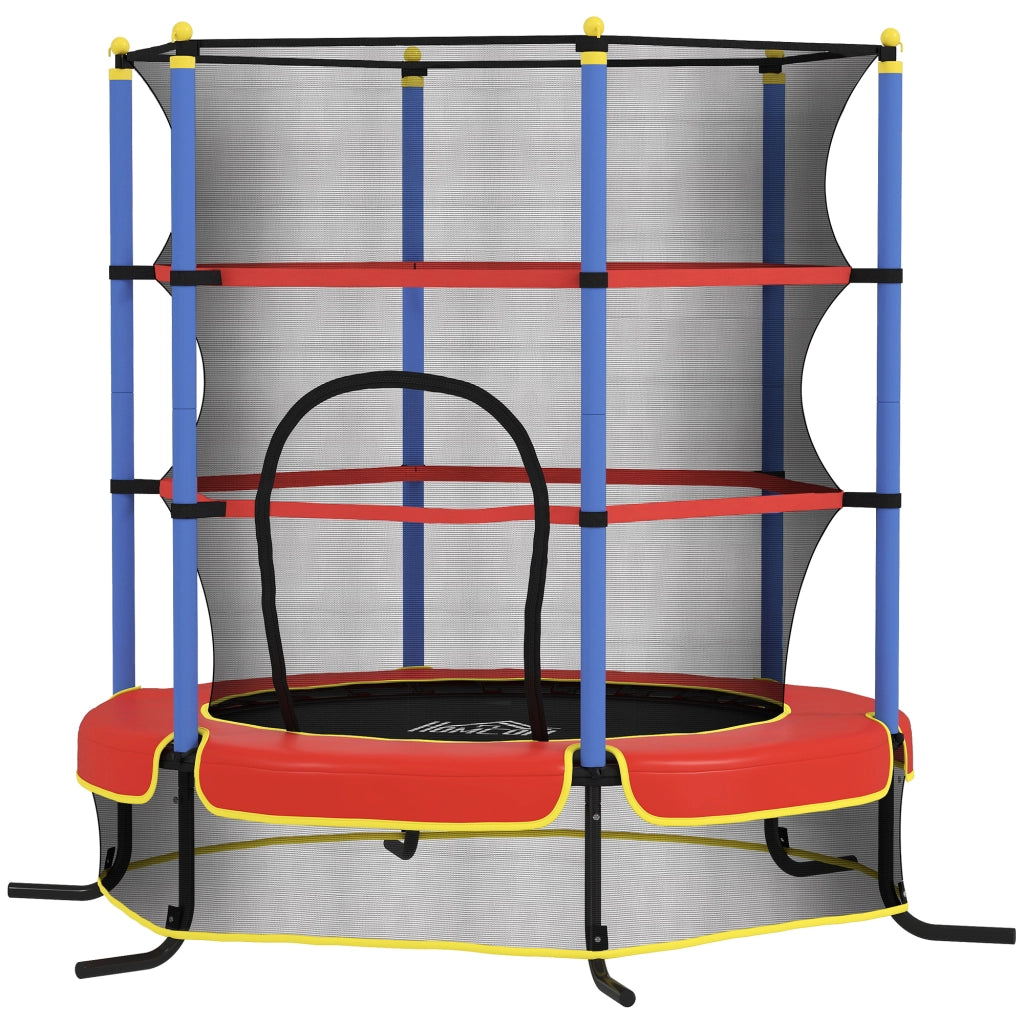 Trampolino per Bambini con Tappeto Elastico, Rete di Sicurezza e Pali Imbottiti, Et¨¤ 3-10 Anni, Blu