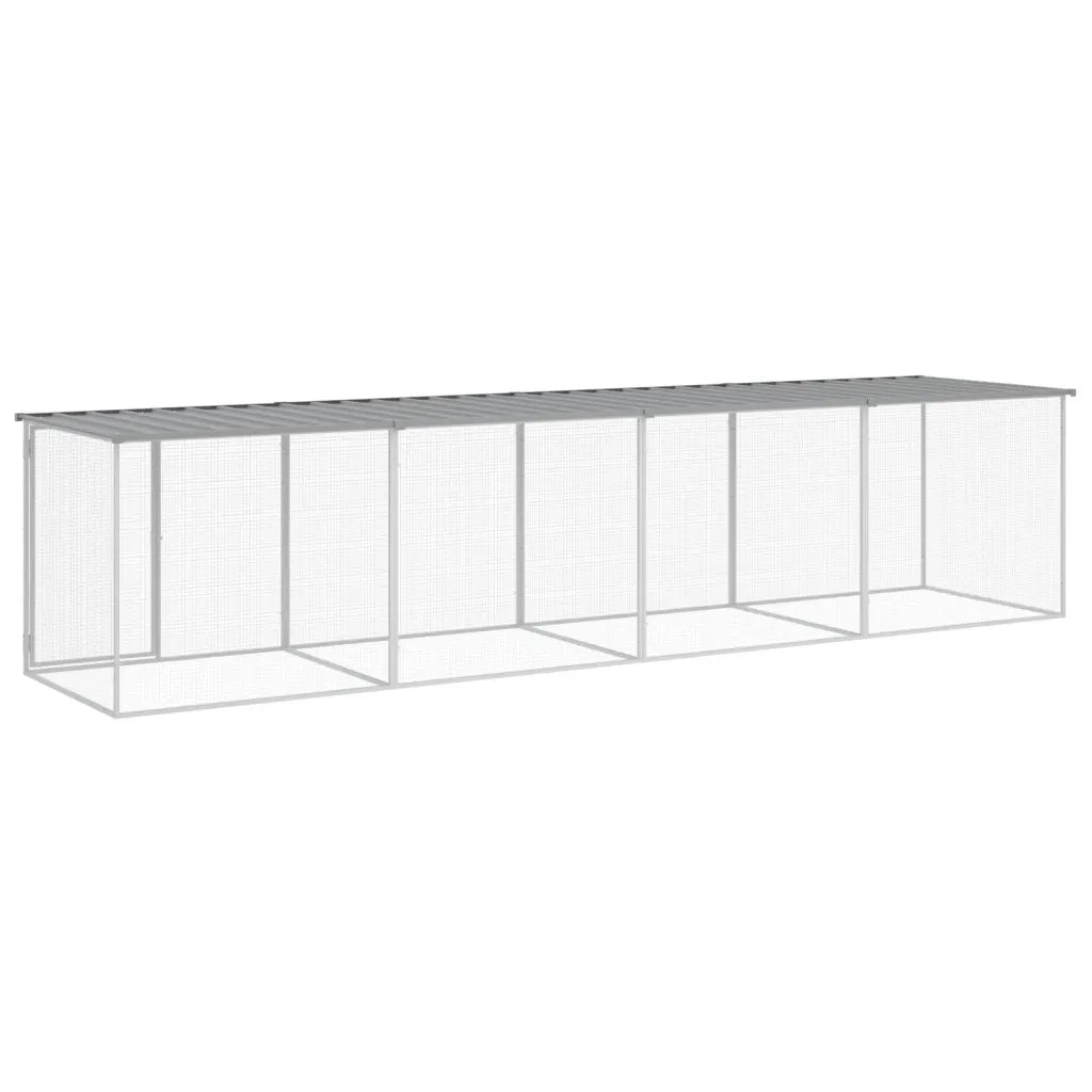 Gabbia Polli Tetto Grigio Chiaro 403x98x90 cm Acciaio Zincato 3189055
