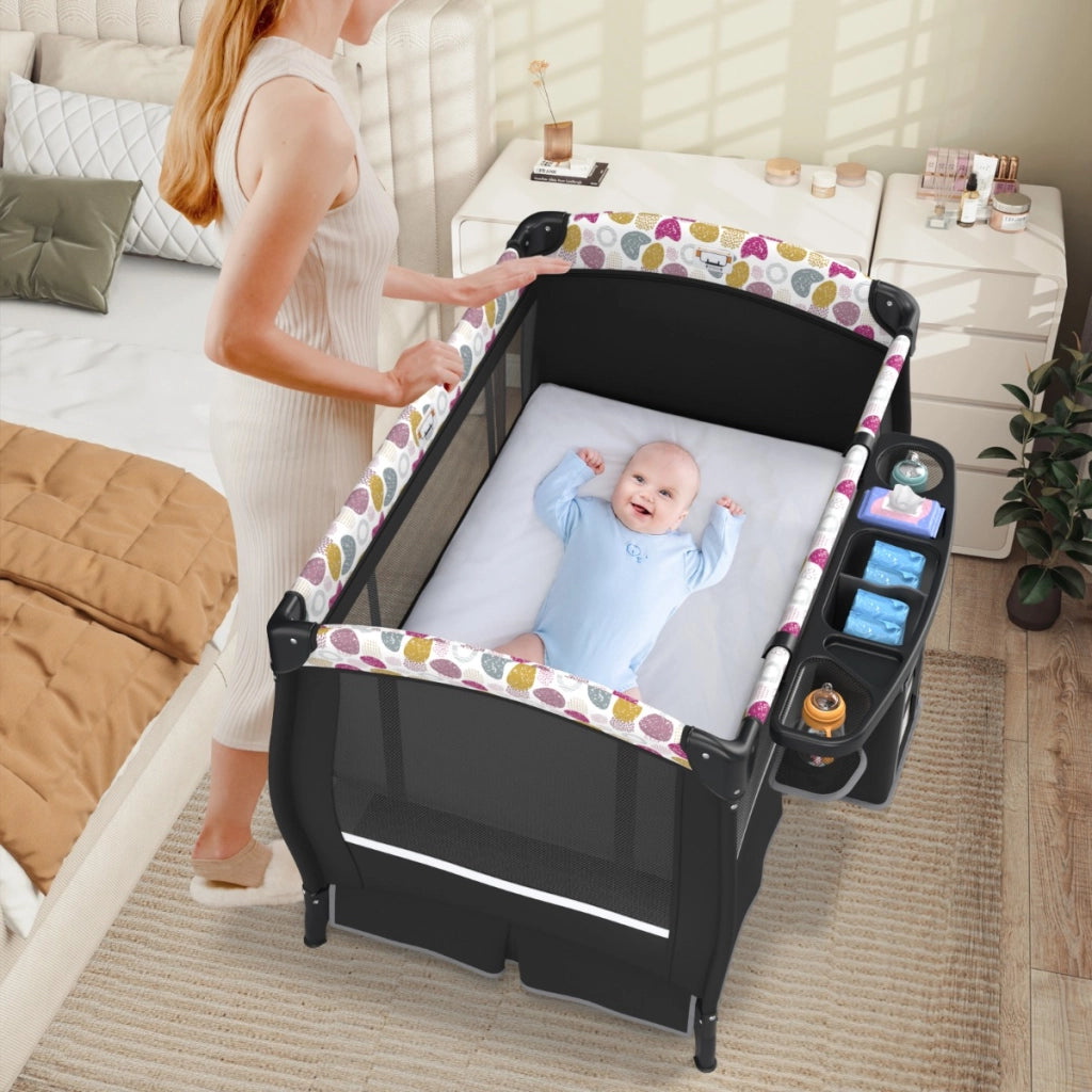 Centro neonati con borsa da viaggio per neonato, Pack and play 4 in 1 portatile Nero Viola