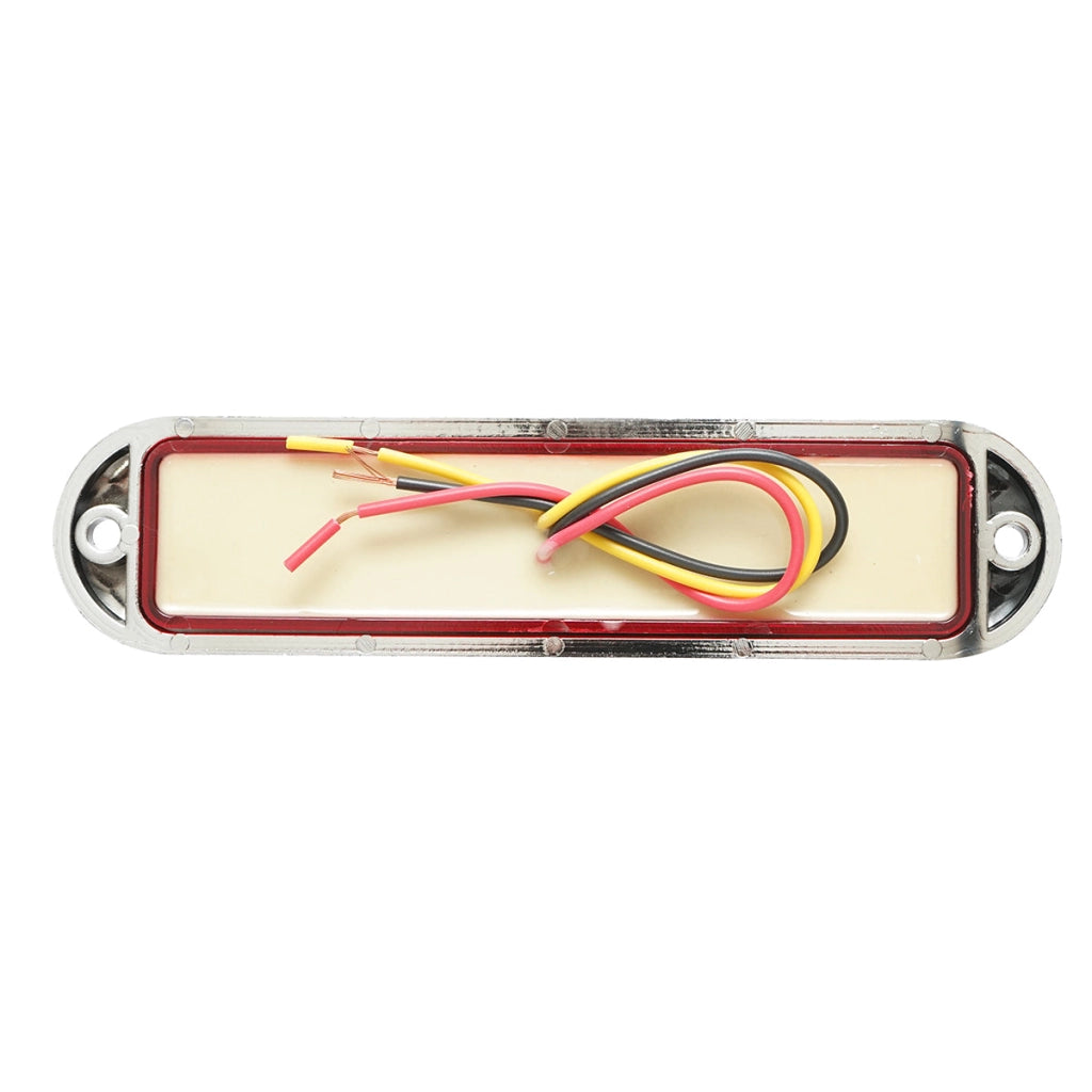 Lampada laterale LED, 12V-24V, rossa, 4 funzioni, 155x37 mm, con cornice cromata, Breckner Germany