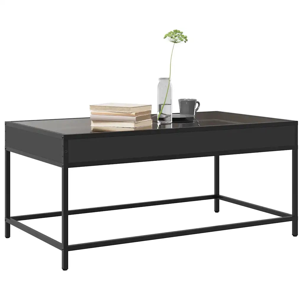 Tavolino da Salotto con LED Infinity-Tavolino da soggiorno Nero 90x50x41 cm