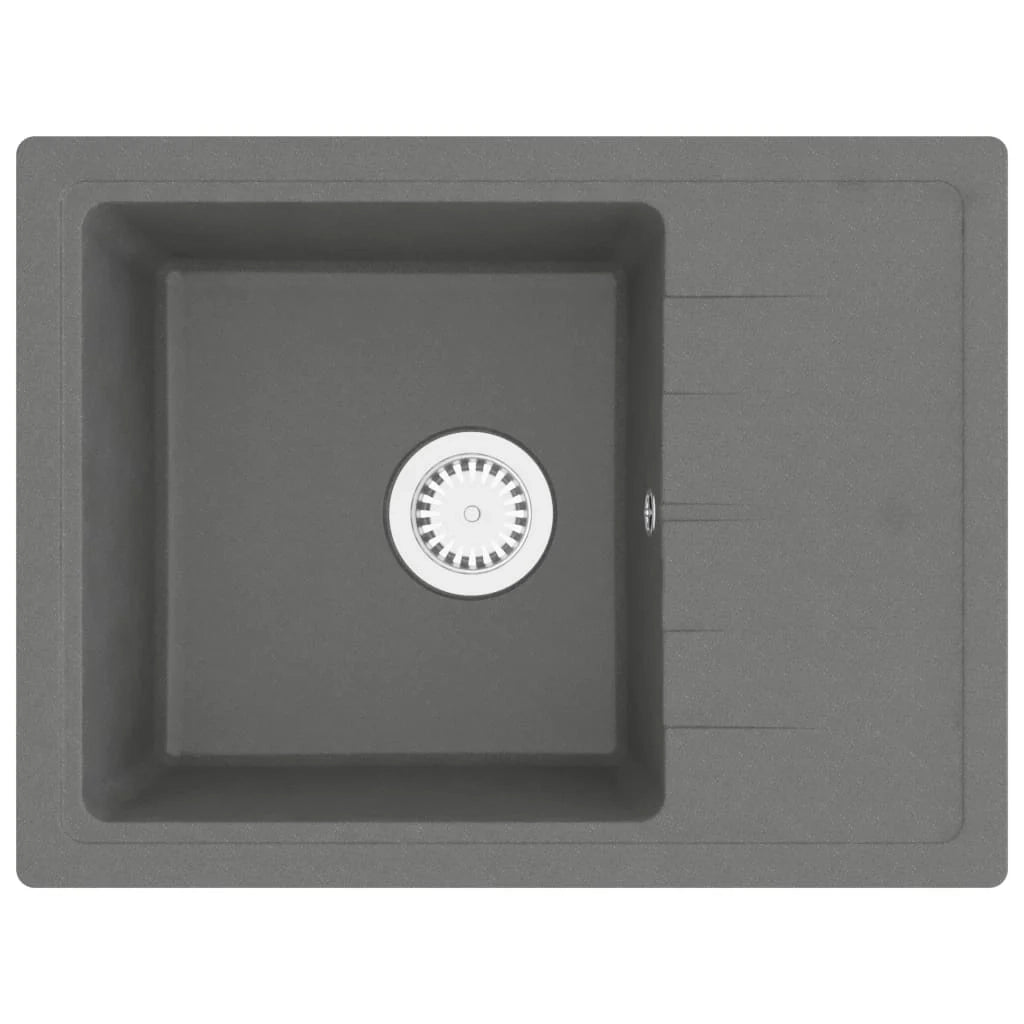 Lavello da cucina con foro troppopieno 58 x 44 cm granito grigio 02_0002422