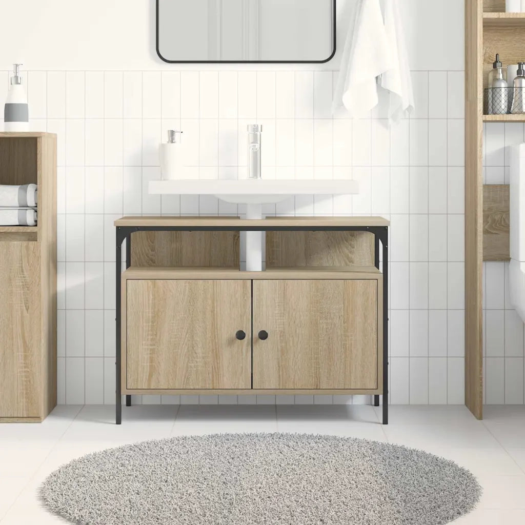 Mobile Lavabo | Armadio per Lavabo da Bagno con porta Marrone 80 x 30 x 60 cm