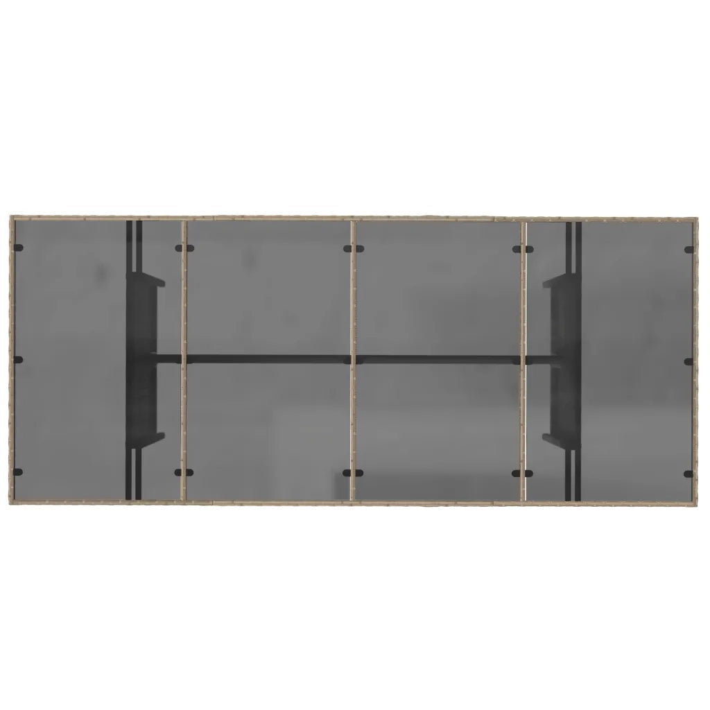 Tavolo da Giardino | Tavolino da esterno con Piano Vetro Beige 190x80x74cm Polyrattan
