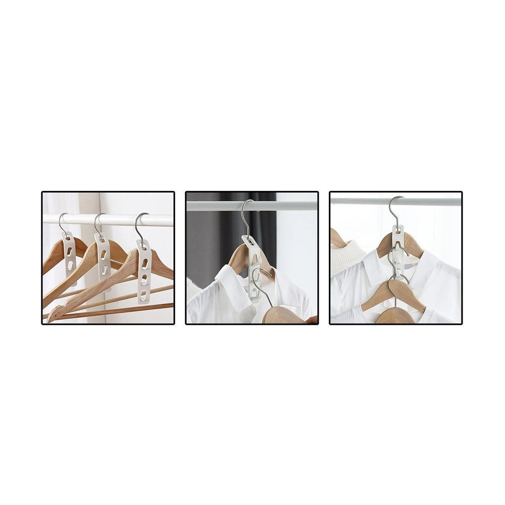 Trade Shop - Set 2 Pz Connettori Appendiabiti Salvaspazio Per Armadio Grucce A 3 Ganci 87356 -
